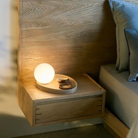 Tafellamp, opaline/eik bol, Hannasta