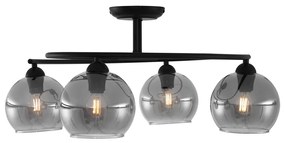 Moderne plafondlamp zwart met smoke glas 4-lichts - Alanis