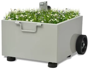 vidaXL Parasolvoet met plantenbak voor buiten grijs