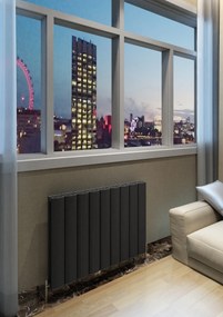 Eastbrook Guardia horizontale aluminium radiator 60x104cm Mat zwart 1790 watt