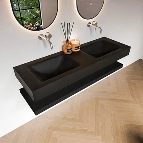 Zaro Alan badmeubel 140cm met planchet urban en vrijhangende wastafel cloud dubbel zonder kraangat urban