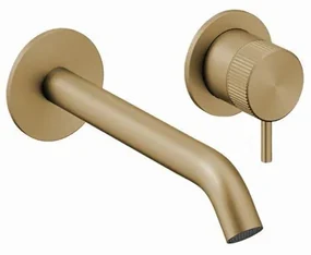 Crosswater 3ONE6 Wastafelkraan inbouw - gebogen uitloop 18cm - 1 knop - geborsteld messing TS120WNSF