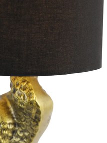 Vintage vloerlamp messing stoffen kap zwart - Animal Kraanvogel Landelijk E27 Binnenverlichting Lamp