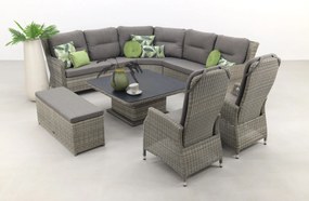 Sandigo lounge dining set met bijzetbank + 2x verstelbare tuinstoel