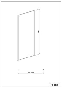Badstuber Otile douchewand 100cm chroom