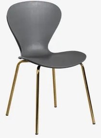 Stapelbare Eetkamerstoelen Set Van 2 Uit Goud & Polypropyleen Donkergrijs - Sklum