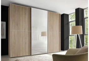 Goossens Kledingkast Big Choice Type 41 163, Slaapkamerkast 280 cm breed, 222 cm hoog, 2 schuifdeuren en 1 glas schuifdeur midden