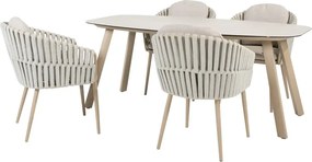 Taste by 4 Seasons Eva tuinset latte met Manolo tafel latte met geprint keramisch tafelblad 180 cm SALE Tuinset   beige weerbestendig