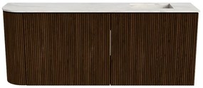 Mondiaz Joya DLux 100cm toiletmeubel ronding links walnut met wastafel faye rechts 1 kraangat ostra