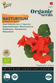 Buzzy seeds - bloemzaden - Tropaeolum Empress of India - Sterke Plant met Eetbare Bloemen - Bloeiperiode juli-oktober
