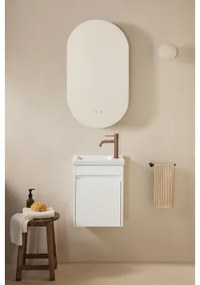 Narek Zwevend Houten Badkamermeubelset Met Geïntegreerde Wastafel Wit & Ovaal Met Opbergruimte Zwart 50x90 Cm Oricsa & Roségoud - Sklum