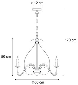 Eettafel / Eetkamer Klassieke kroonluchter crème 5-lichts - Giuseppe Klassiek / Antiek, Landelijk / Rustiek E14 rond Binnenverlichting Lamp
