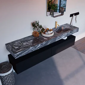 Mondiaz Alan DLux badmeubel 200cm urban 2 lades met wastafel lava rechts 1 kraangat