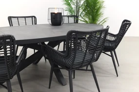 Jasmine Black/Silva 240x115 cm. ovale tuinset - 7-delig