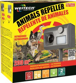 Weitech Ultrasone Dierenverjager 200 m² - Infraroodsensor - Werkt op batterijen of stroom - Garden protector 3 -  WK0055