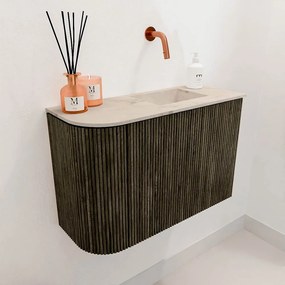 Mondiaz Joya DLux 60cm toiletmeubel ronding links shadow met wastafel faye rechts zonder kraangat frappe