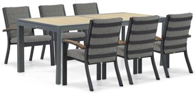 Tuinset 6 personen 214 cm Aluminium/teak Grijs Osmen Midura/Rosarno
