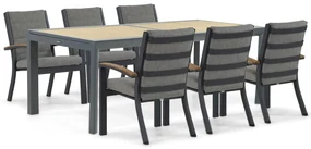 Tuinset 6 personen 214 cm Aluminium/teak Grijs Osmen Midura/Rosarno