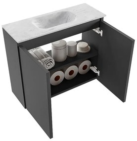 Mondiaz Ture DLux toiletmeubel 60cm dark grey met wastafel opalo midden zonder kraangat