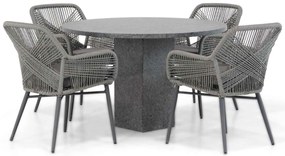 Tuinset Ronde Tuintafel 4 personen 120 cm Rope Grijs Lifestyle Garden Furniture Advance/Graniet