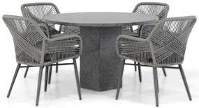 Tuinset Ronde Tuintafel 4 personen 120 cm Rope Grijs Lifestyle Garden Furniture Advance/Graniet
