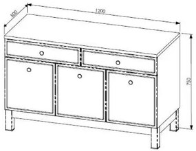 Comad Samoa badkamermeubel 120cm met witte waskom wit/eiken