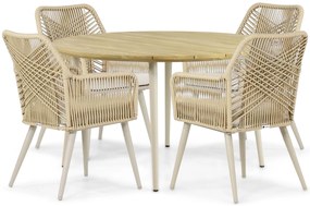 Tuinset 4 personen 130 cm Aluminium/rope Taupe Coco Vedra/Montana
