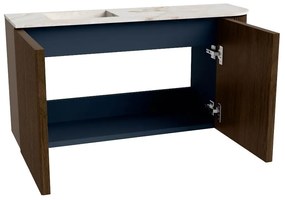 Mondiaz Joya DLux 80cm toiletmeubel ronding rechts walnut met wastafel faye links 1 kraangat frappe