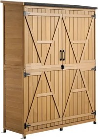 VEVOR Houten Tuinschuur, Gereedschapsschuur met Afsluitbare Deuren & Schuin Dak, Tuinschuur incl. Planken & Vloer, Gereedschapsschuur, Gereedschapskast voor Terras, Tuin, Gazon, 121x43x162,5 cm