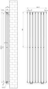Eastbrook Tunstall dubbele radiator 50x180cm 1666W antraciet