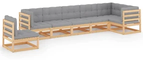 vidaXL 7-delige Loungeset met kussens massief grenenhout