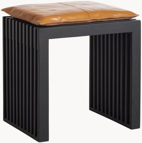 Voetenbank Rib van mahoniehout en leer