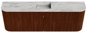 Mondiaz Joya DLux 125cm toiletmeubel ronding links/rechts ruby met wastafel faye midden zonder kraangat glace