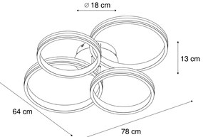 Plafondlamp wit incl. LED 3-staps dimbaar 4-lichts - Navara Design rond Binnenverlichting Lamp