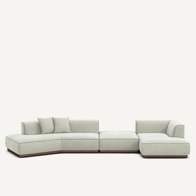 XL hoekbank rechts met voetensteun in stonewashed fluweel, JACOPO