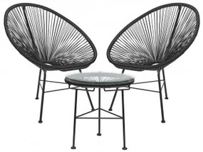 Tuinset Met 2 Fauteuils En Tuinbijzettafel In Polyethyleen En Staal Nieuw Acapulco Zwart - Sklum