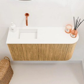Mondiaz Joya 80cm toiletmeubel ronding rechts oak met wastafel faye links zonder kraangat talc