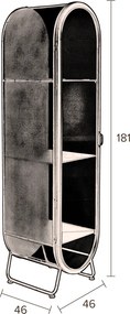 Dutchbone Oval Ovale Vitrine Zwart Metaal - 46x46x181cm.