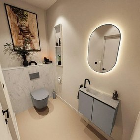 MONDIAZ TURE-DLUX 60cm toiletmeubel Smoke. EDEN wastafel Opalo positie links. Met 1 kraangat. TUREDX60SMOL1OPA