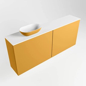 Mondiaz Fowy toiletmeubel 120cm ocher met gele waskom links en kraangat