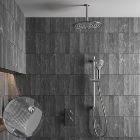 Saniclear Talpa Curved inbouw regendouche met 30cm hoofddouche, plafondarm, 2 standen handdouche en glijstang chroom
