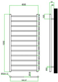 Eastbrook Emsbury elektrische handdoekradiator 60x120cm 300W RVS gepolijst