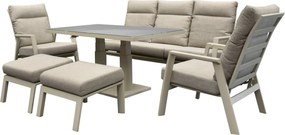 Barolo New York stoel bank dining loungeset 6 delig verstelbaar latte