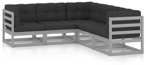 vidaXL 5-delige Loungeset met kussens massief grenenhout