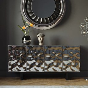 Kare Design Caldera Design Dressoir Zilver Zwart - 160x45x78cm.