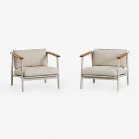 Pack Van 2 Fauteuils In Aluminium En Bouclé Stof Yervin Bouclé Natuurlijke Kleuren - Sklum