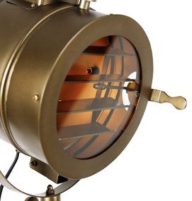 Tripod vloerlamp brons met hout studiospot - Radient