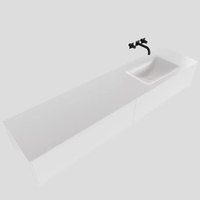 Zaro Lagom volledig naadloos solid surface onderkast 190cm mat wit met 2 lades Push tot open. Compleet met solid surface wastafel met 0 kraangat(en)