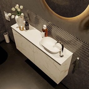 Mondiaz Fowy toiletmeubel 100cm Carrara met witte waskom rechts en kraangat