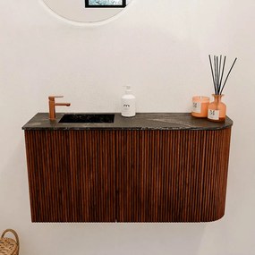 Mondiaz Joya DLux 80cm toiletmeubel ronding rechts ruby met wastafel faye links 1 kraangat lava